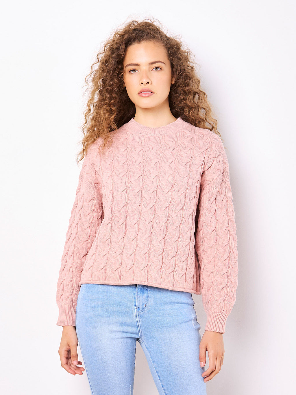Cotton Blend Cable Knit Jumper