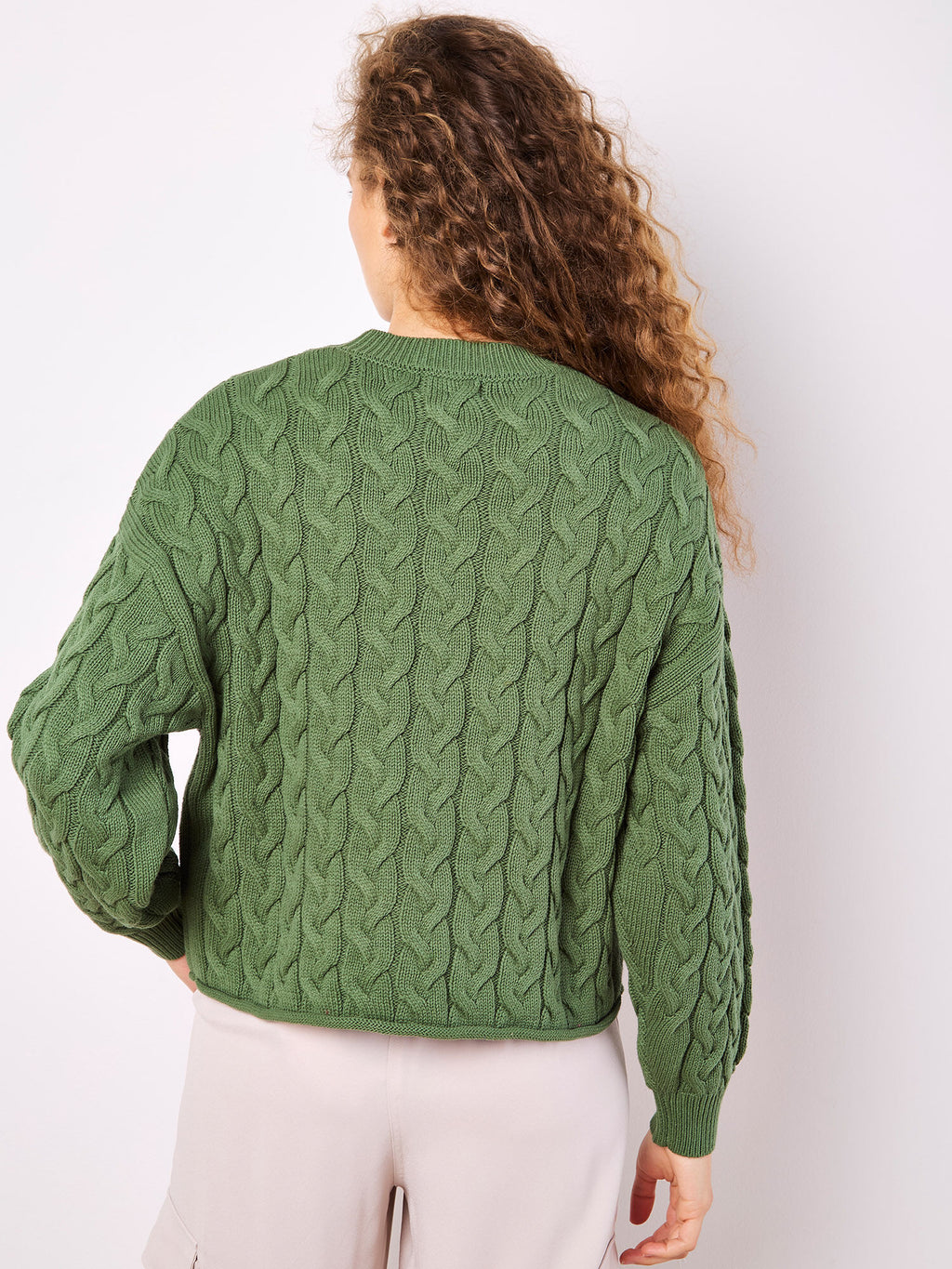 Cotton Blend Cable Knit Jumper