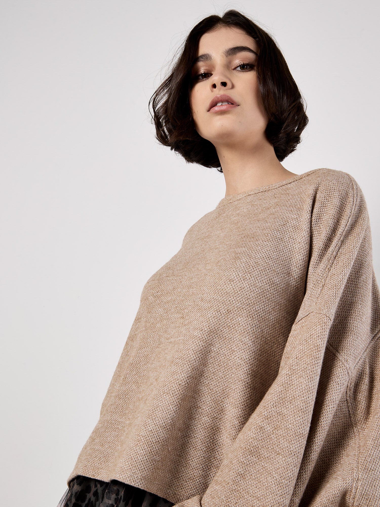 Honeycomb Knit Oversized Top