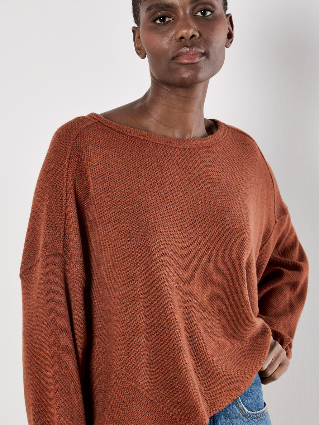 Honeycomb Knit Oversized Top