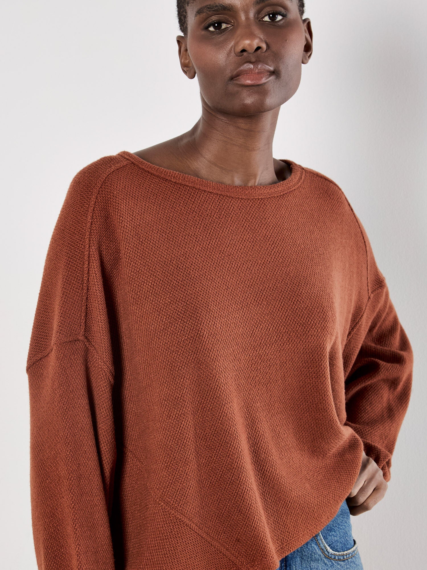 Honeycomb Knit Oversized Top