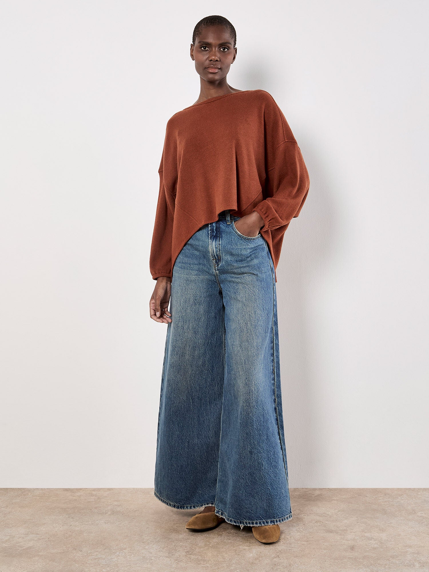 Honeycomb Knit Oversized Top