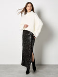 Sequin Side Slit Maxi Skirt