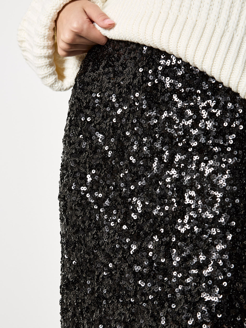 Sequin Side Slit Maxi Skirt