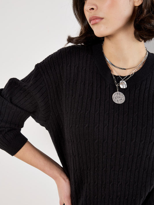 Fine Gauge Cable Batwing Jumper
