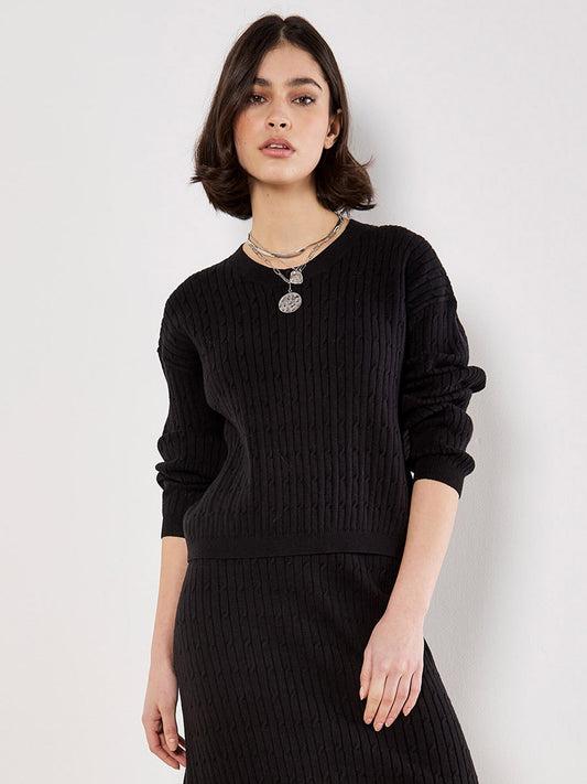 Fine Gauge Cable Batwing Jumper