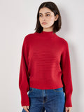 High Neck Twisted Cable Batwing Sweater