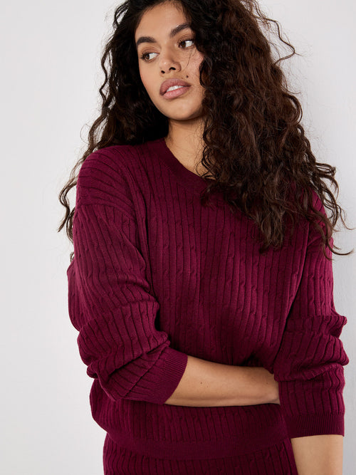 Fine Gauge Cable Batwing Jumper