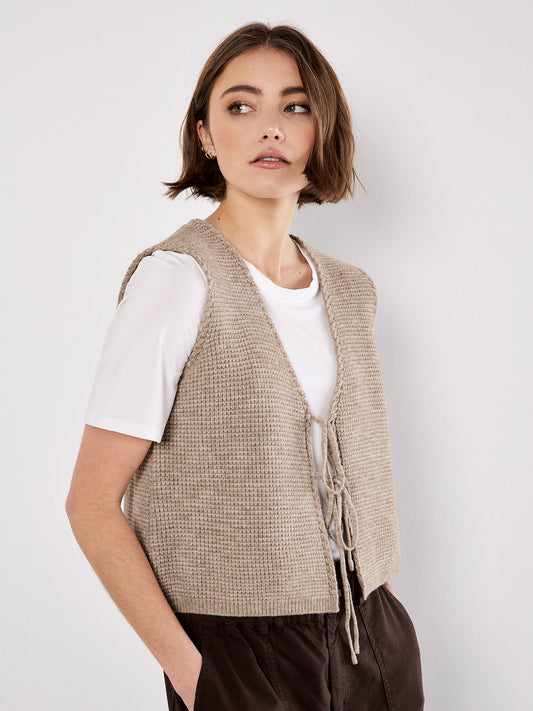 Scallop Edge Waffle Knit Waistcoat