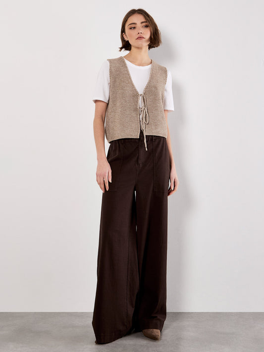 Scallop Edge Waffle Knit Waistcoat