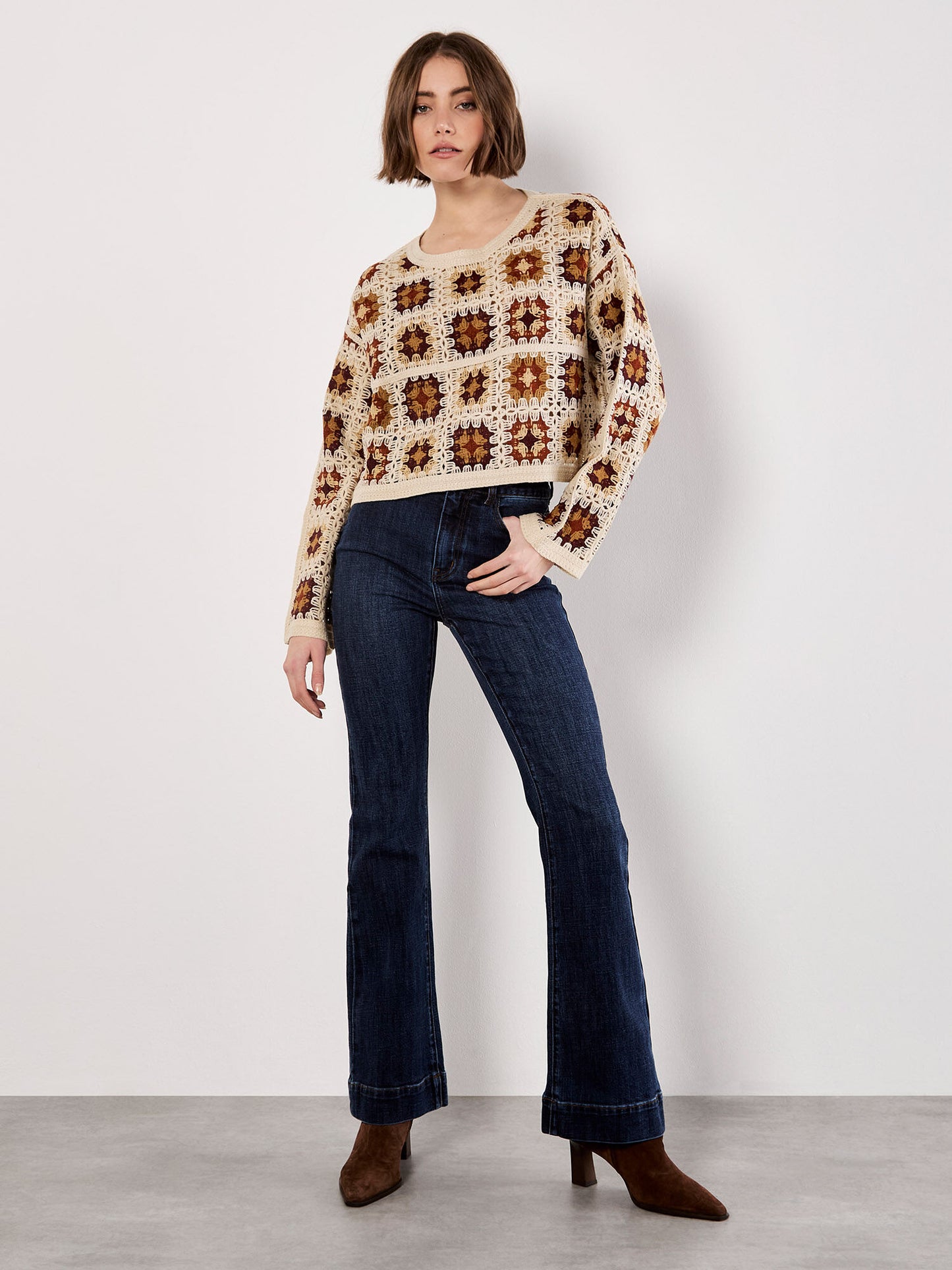 Crochet Squares Boxy Cropped Jumper