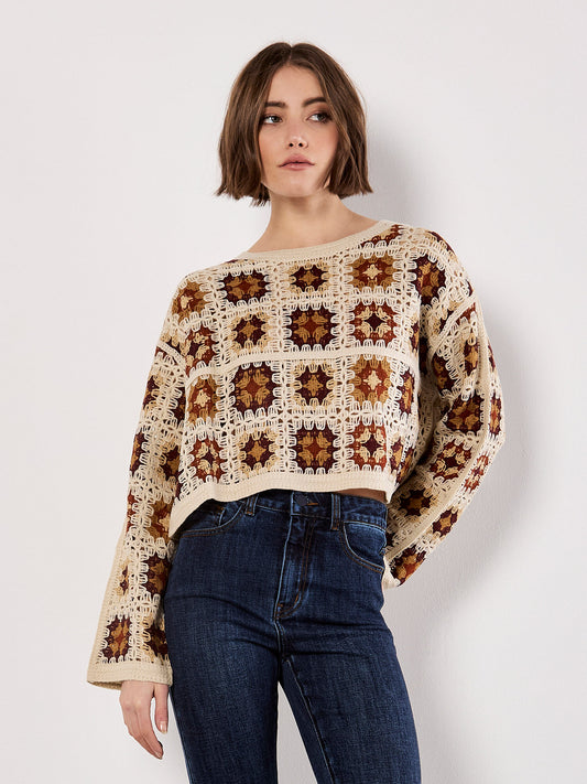 Crochet Squares Boxy Cropped Jumper