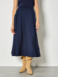 A-Line Crepe Textured Midi Skirt