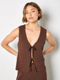 Cotton Blend Pointelle Knit Waistcoat