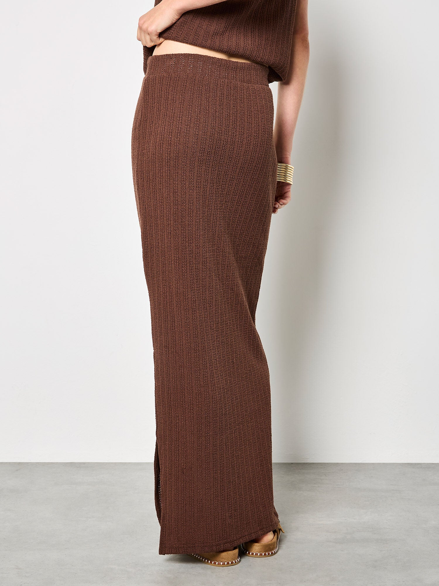 Pointelle Knit Column Maxi Skirt