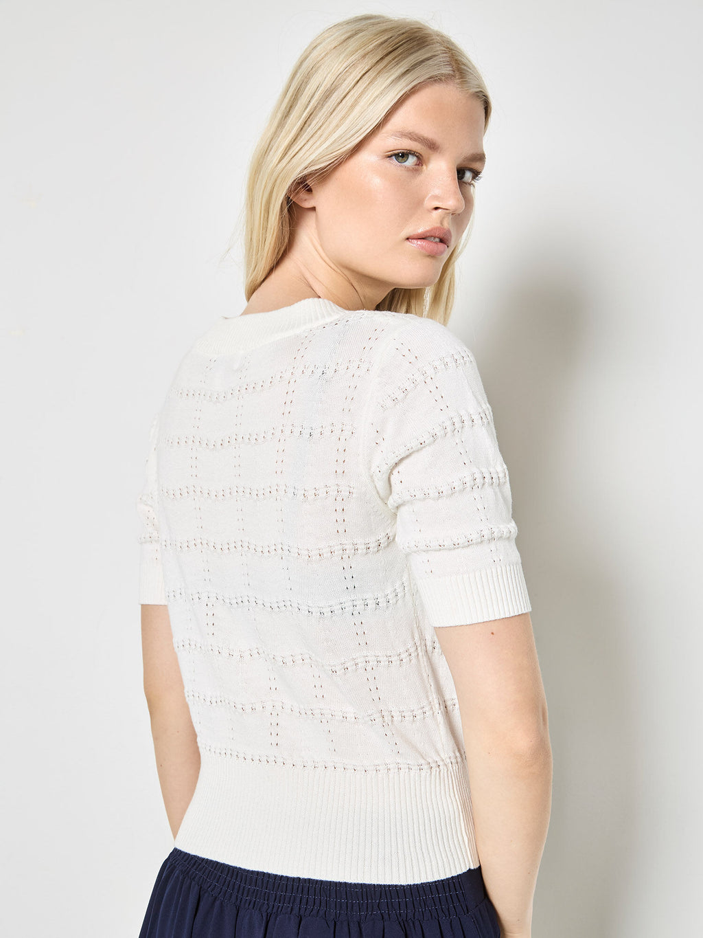 Stripe Pointelle Knit Cardigan