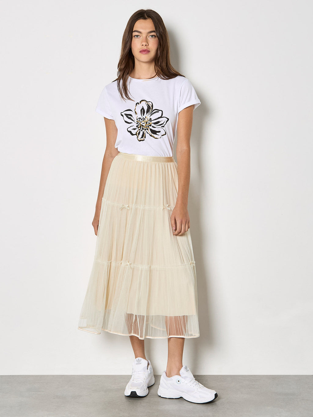 Little Bows Mesh Midi Skirt