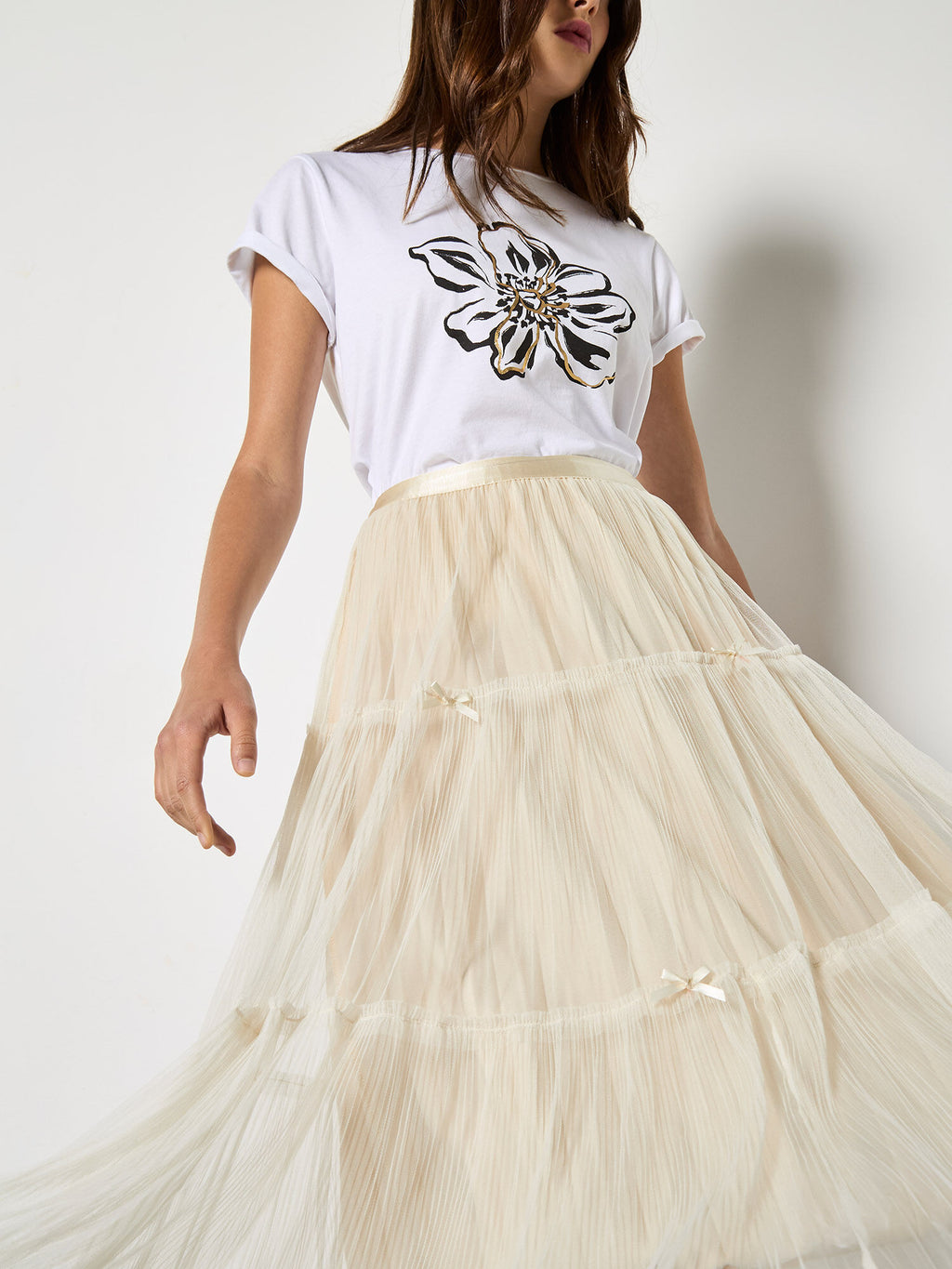 Little Bows Mesh Midi Skirt