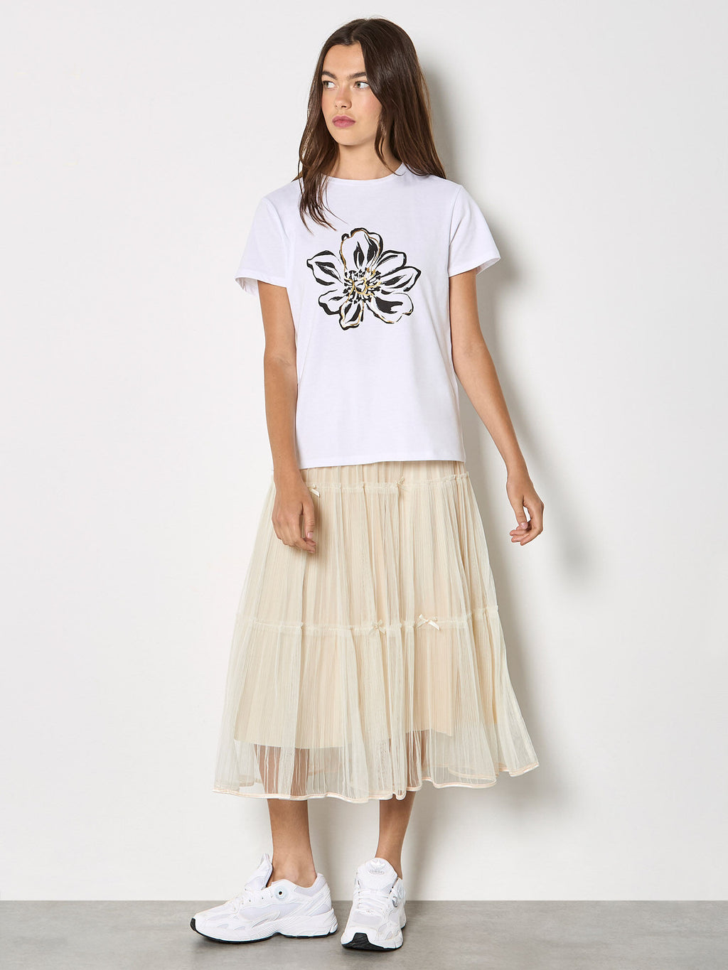 Little Bows Mesh Midi Skirt