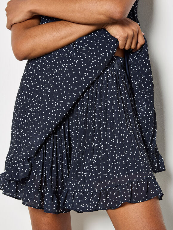 Polka Dot Chiffon Plisse Mini Shorts