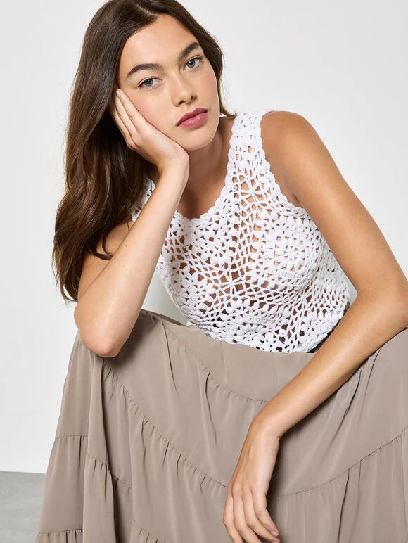 Diamond Hand Knit Crop Top