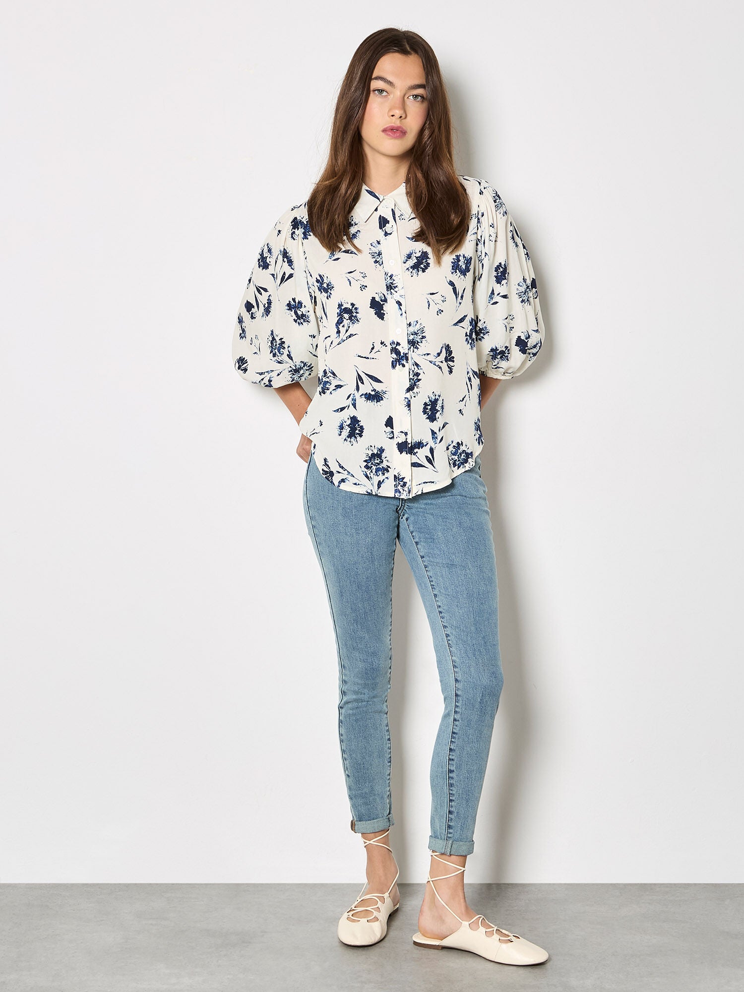 Pressed Daisy Button-Up Blouse