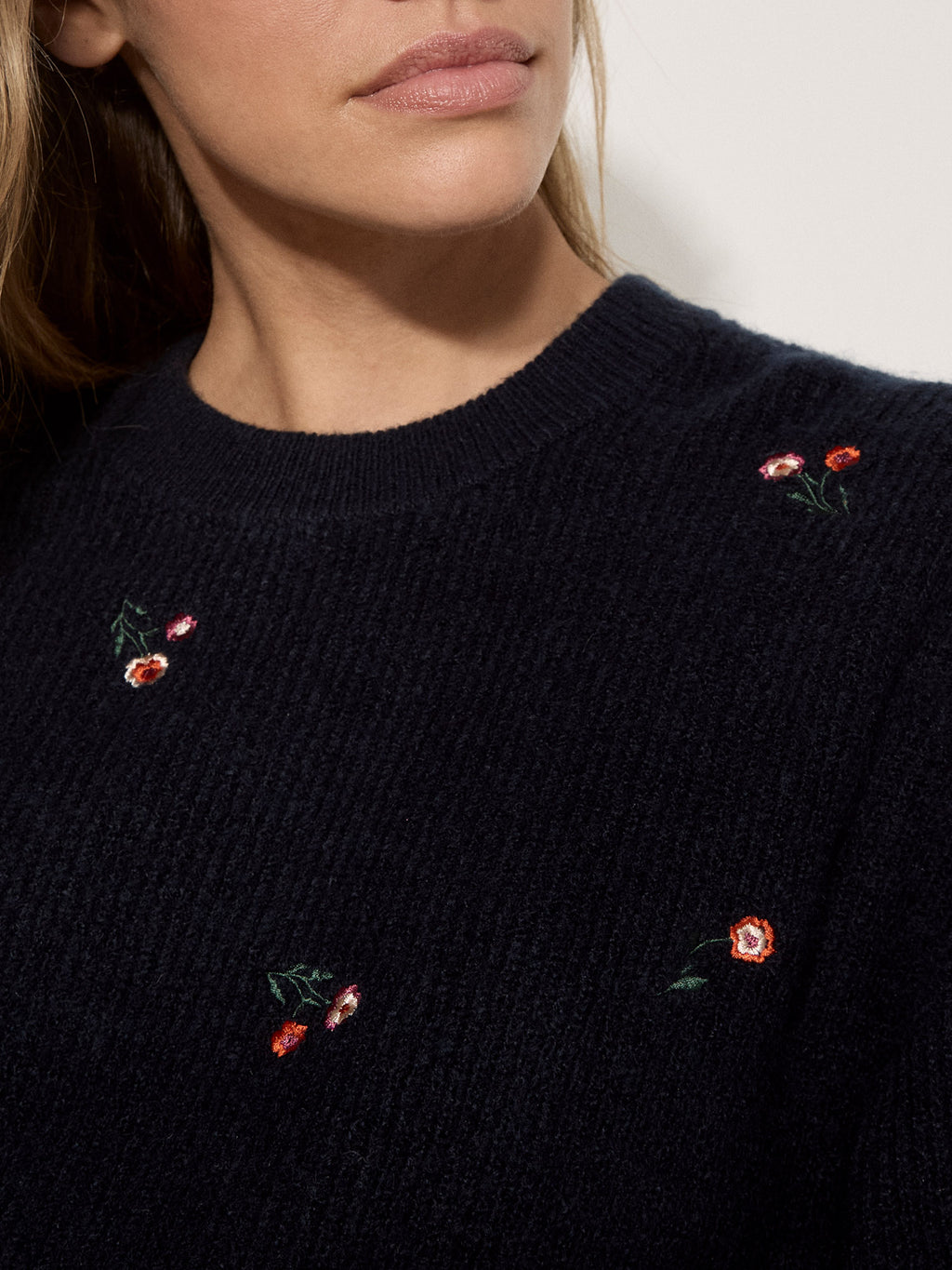Mini Embroidered Floral Fisherman Jumper