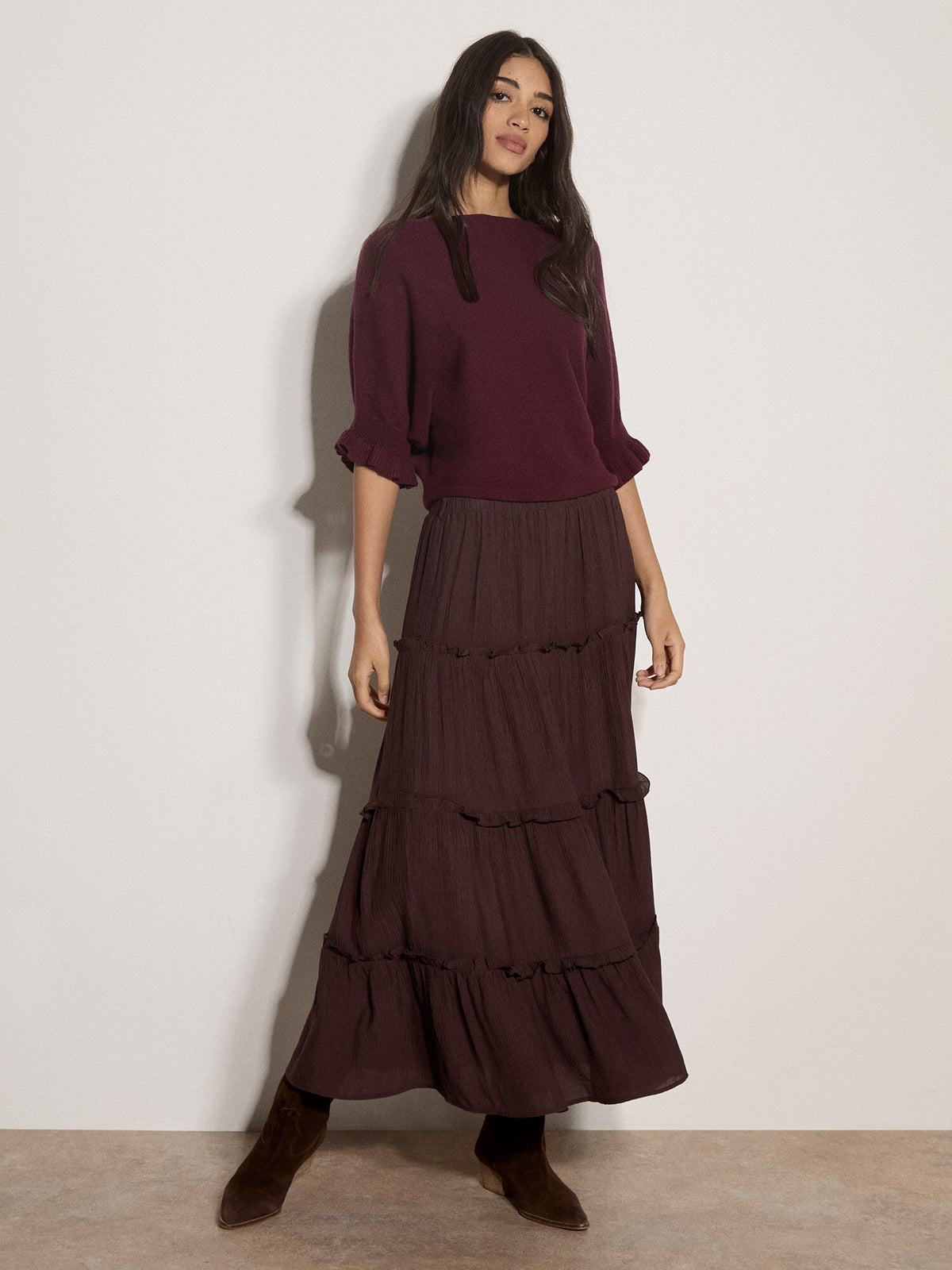 Ruffle Sleeve Batwing Jumper