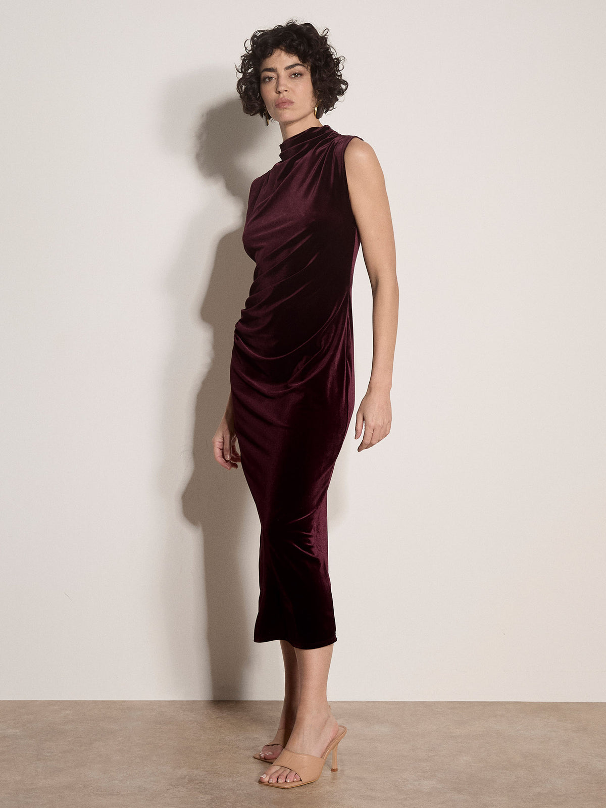 Velvet Mock Neck Bodycon Dress