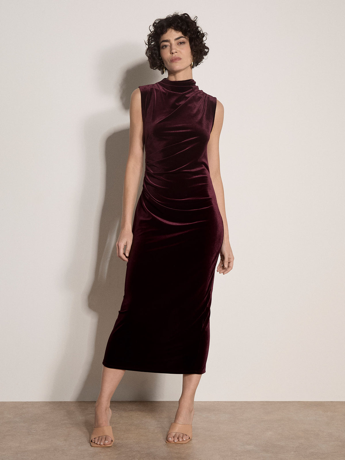 Velvet Mock Neck Bodycon Dress