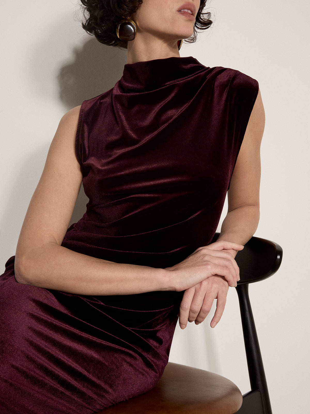Velvet Mock Neck Bodycon Dress
