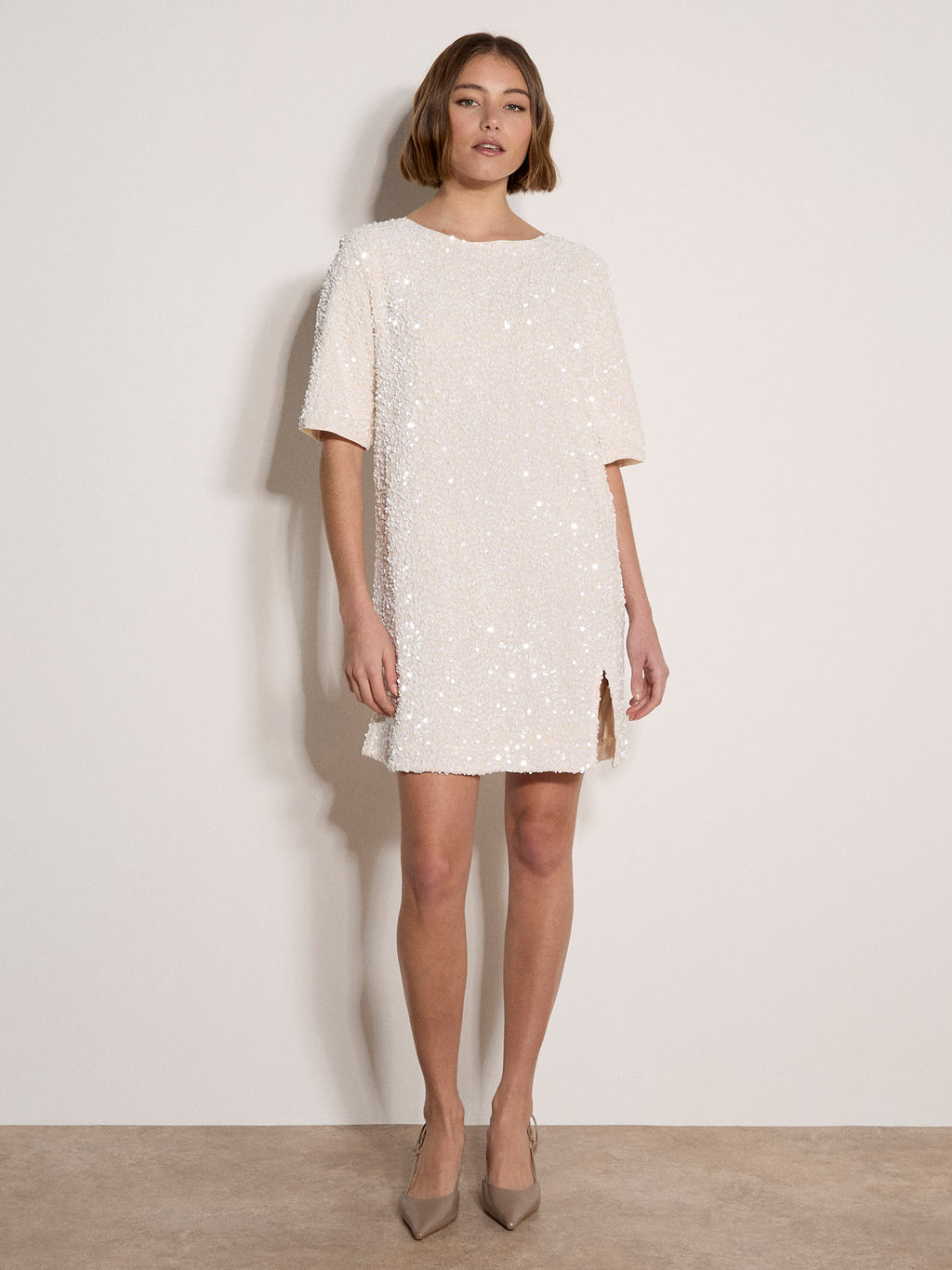 Velvet Sequin Bow Back Mini Dress