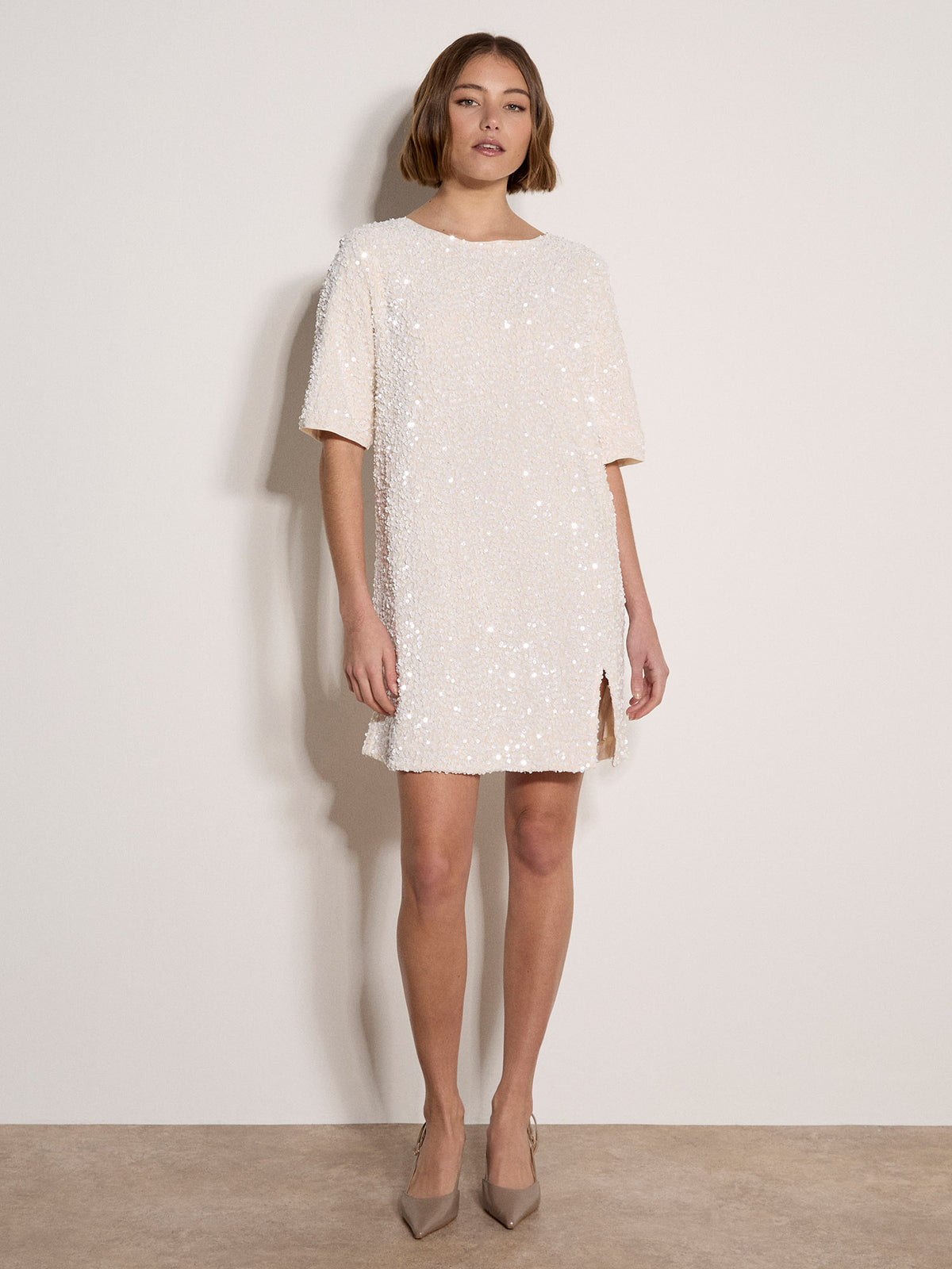 Velvet Sequin Bow Back Mini Dress