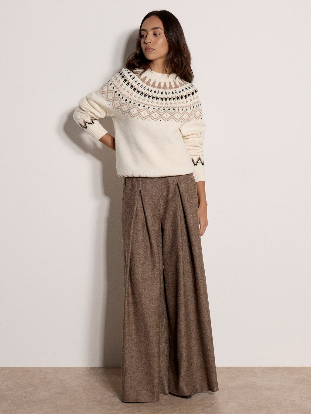 Cotton Blend Brushed Fair Isle Jumper