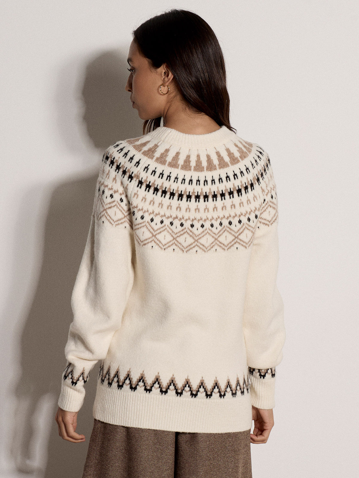 Cotton Blend Brushed Fair Isle Jumper
