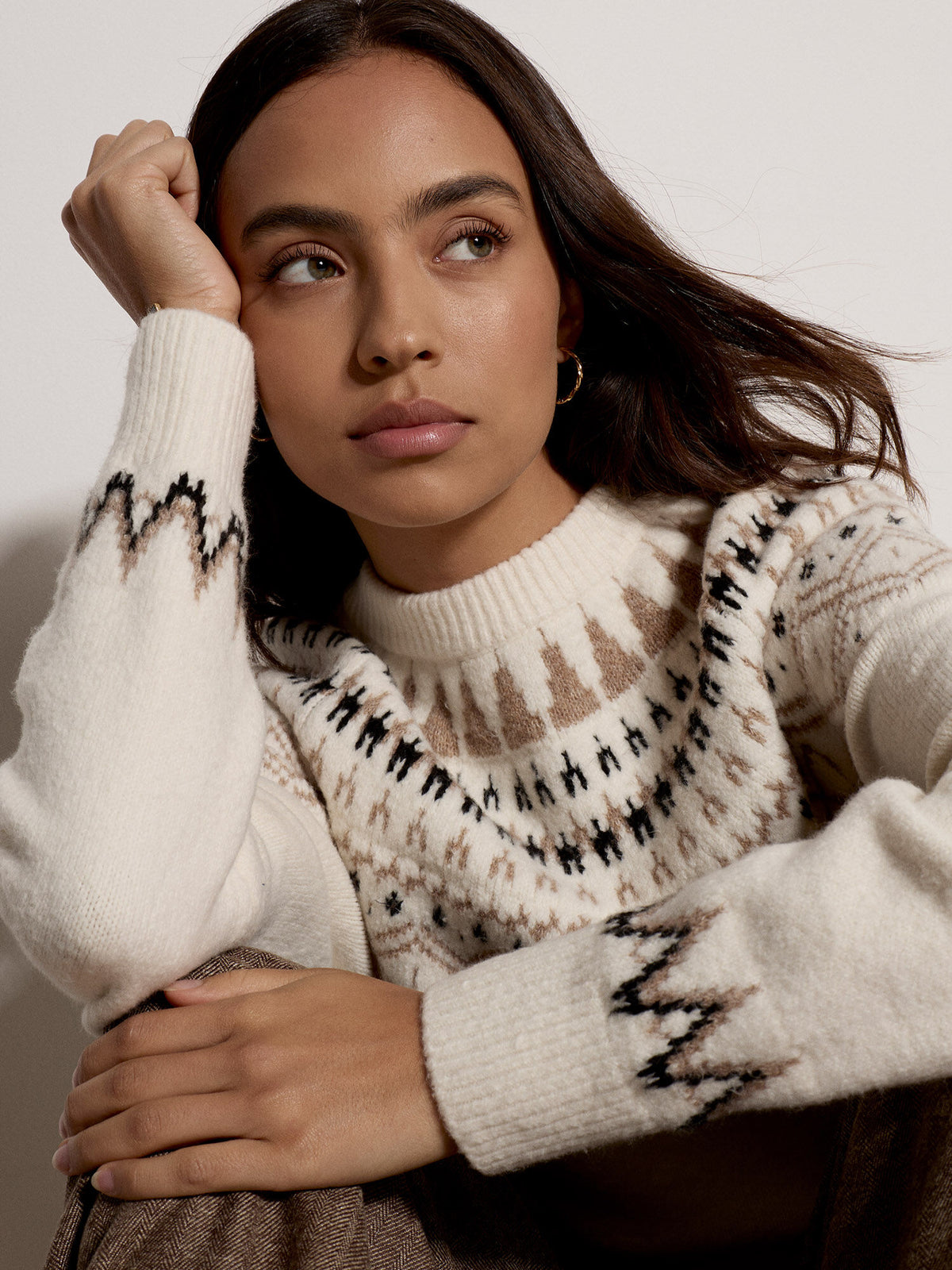 Cotton Blend Brushed Fair Isle Jumper