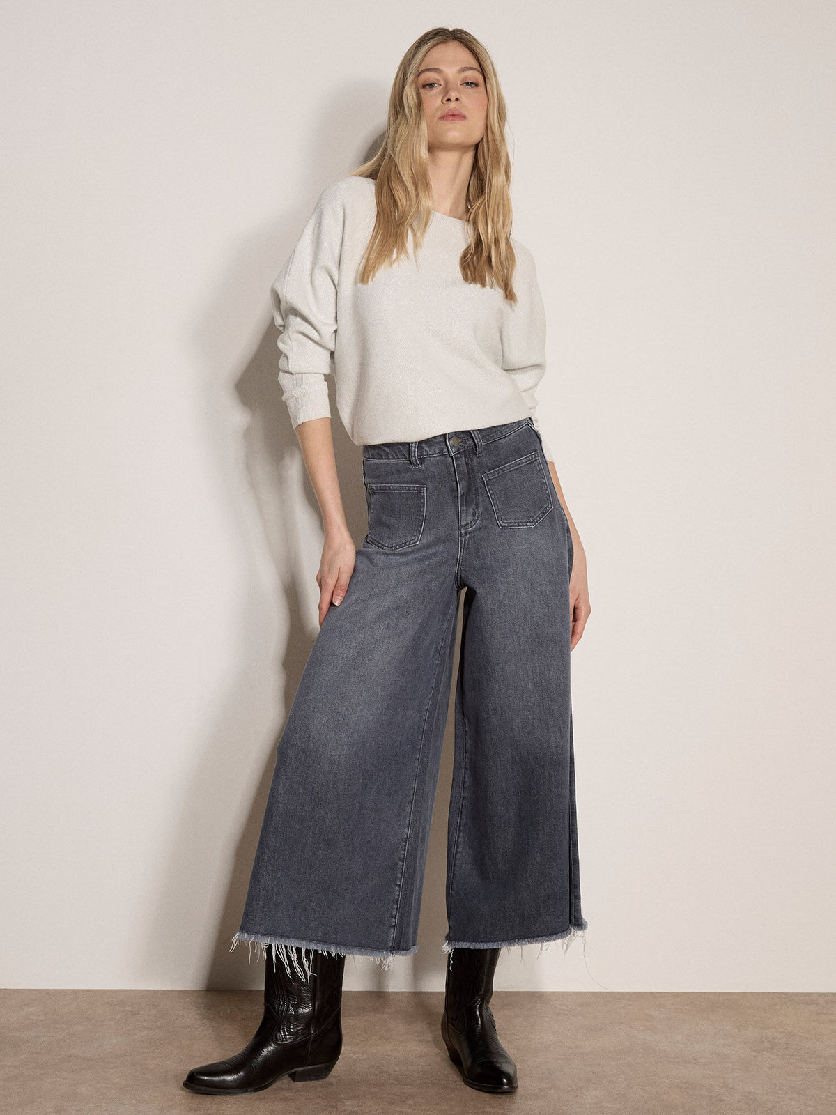 Metallic Ribbed Batwing Sweater
