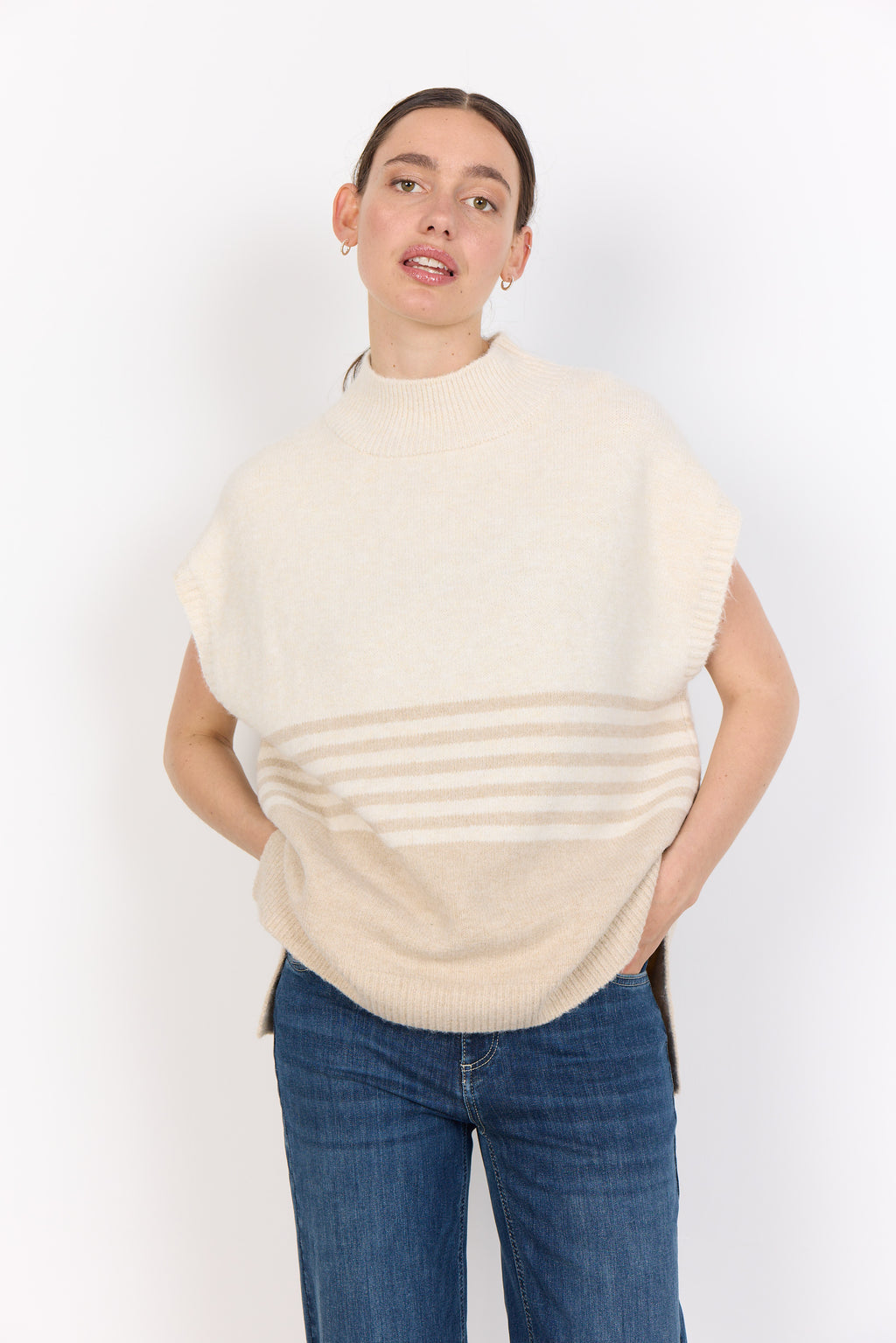 Selvi Striped Oversized Sweater Vest