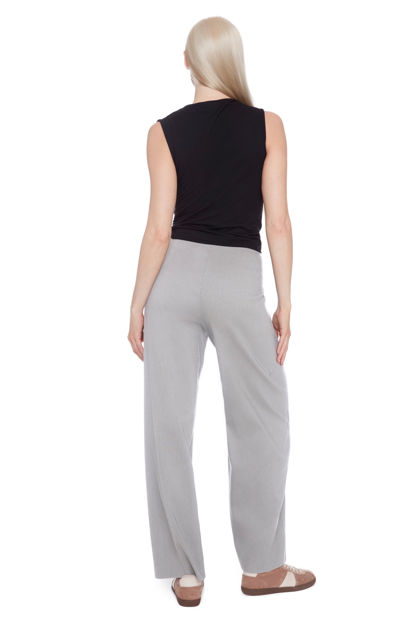 Pull On Twill Wide Leg Trouser