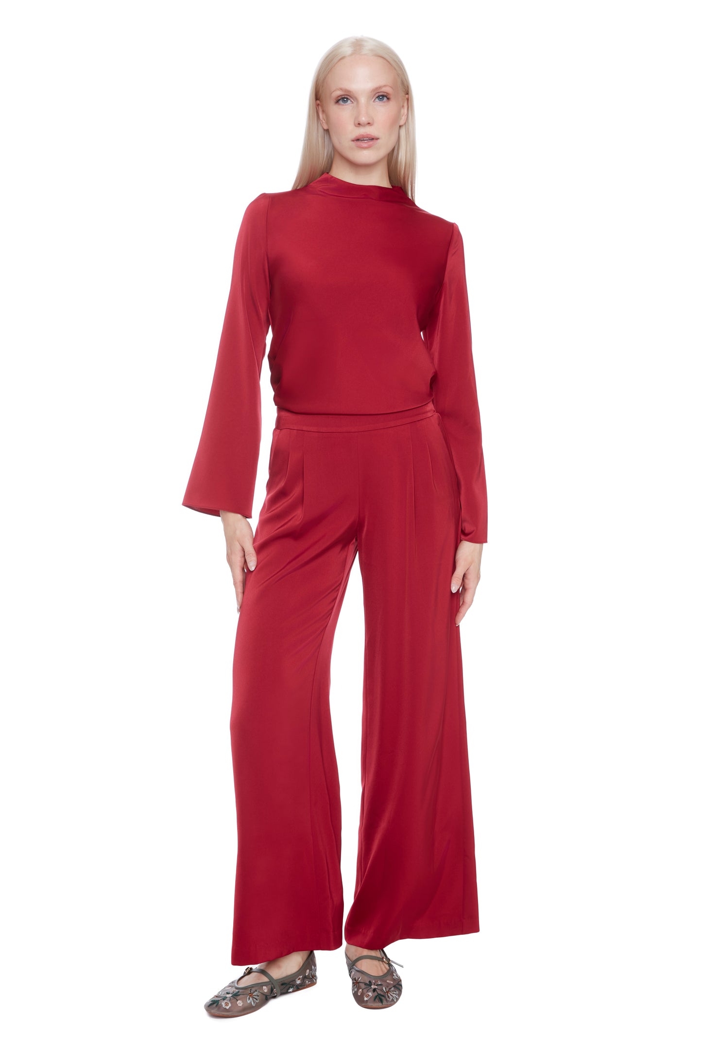 Belize Satin Wide-Leg Pant