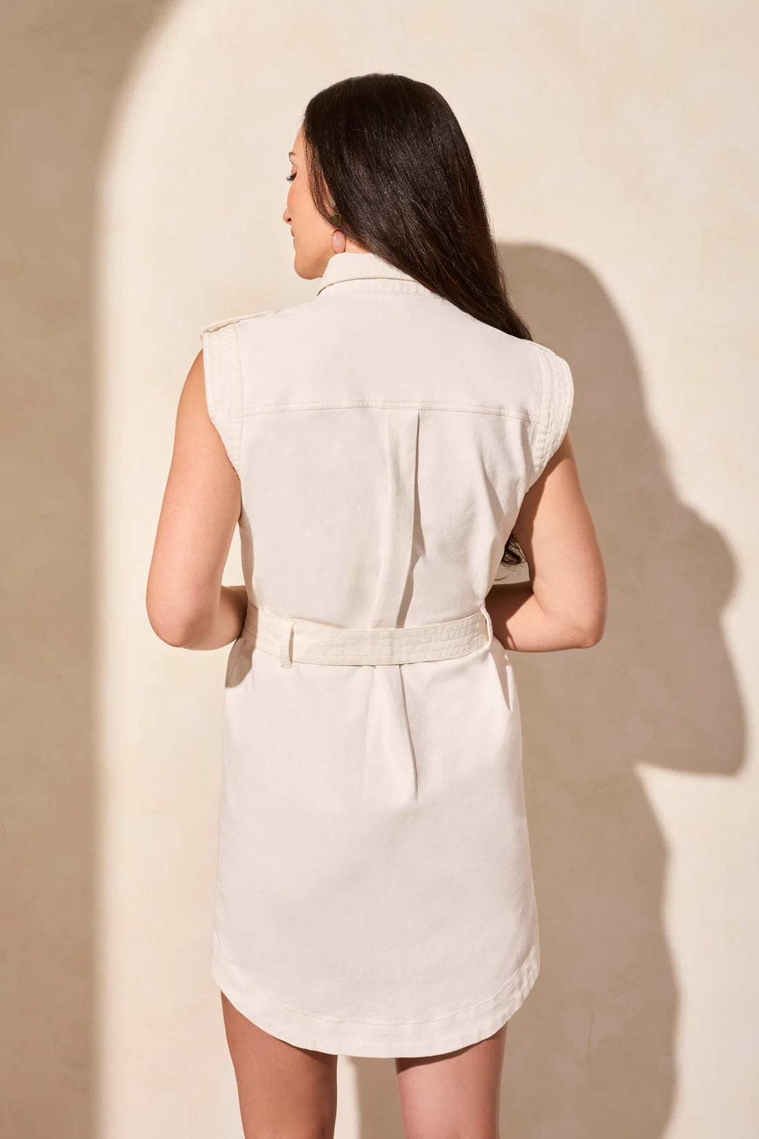 Denim Sleeveless Cargo Shirt Dress
