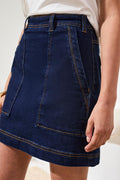 Comfort Stretch Audrey Pull-On Denim Skort Patch Pockets