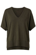 Short Sleeve V-Neck Dolman Popover Sweater