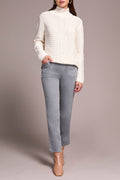 Vintage Washed Cable Knit Mock Neck Sweater