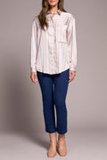 Striped Button Up Satin Blouse