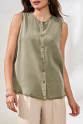 Flowy Sleeveless Button Front Blouse