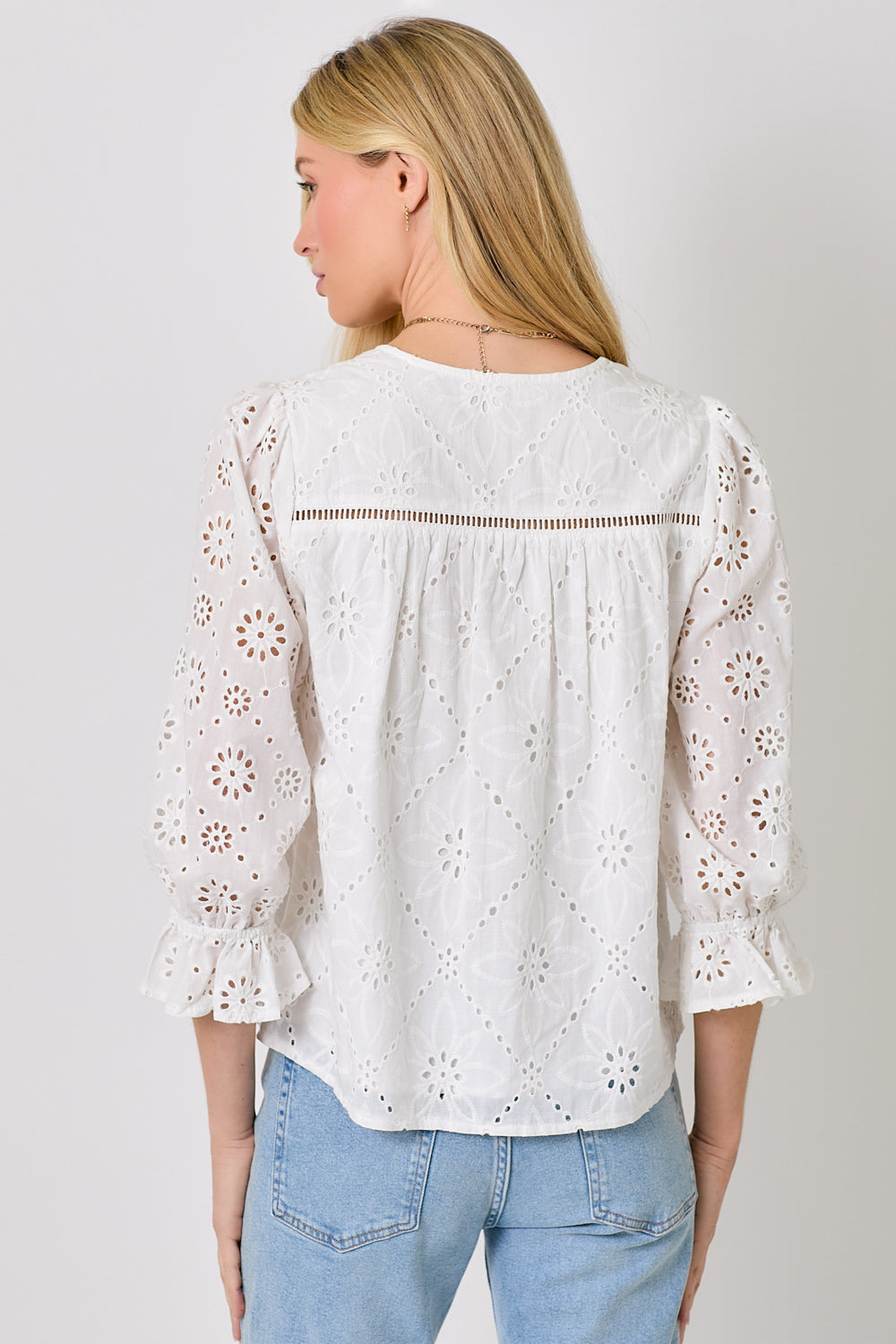 Eyelet Puff Sleeve Top