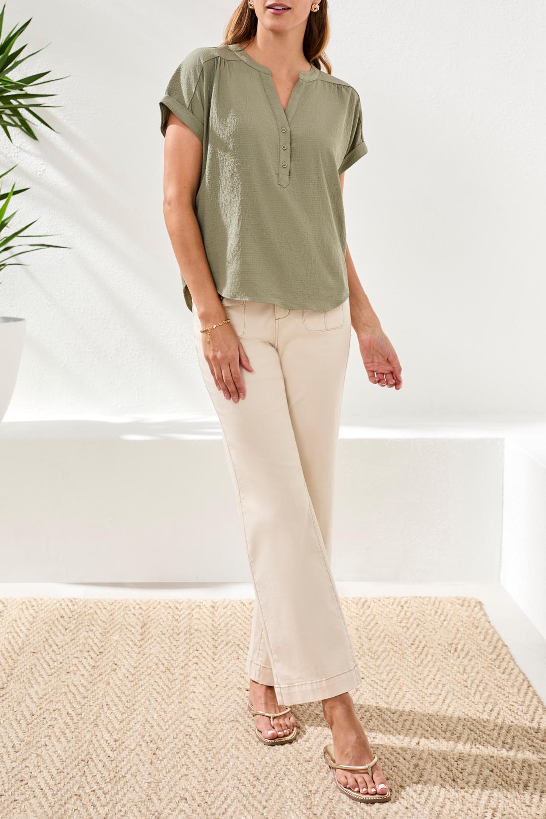 Extended Sleeve Popover Blouse