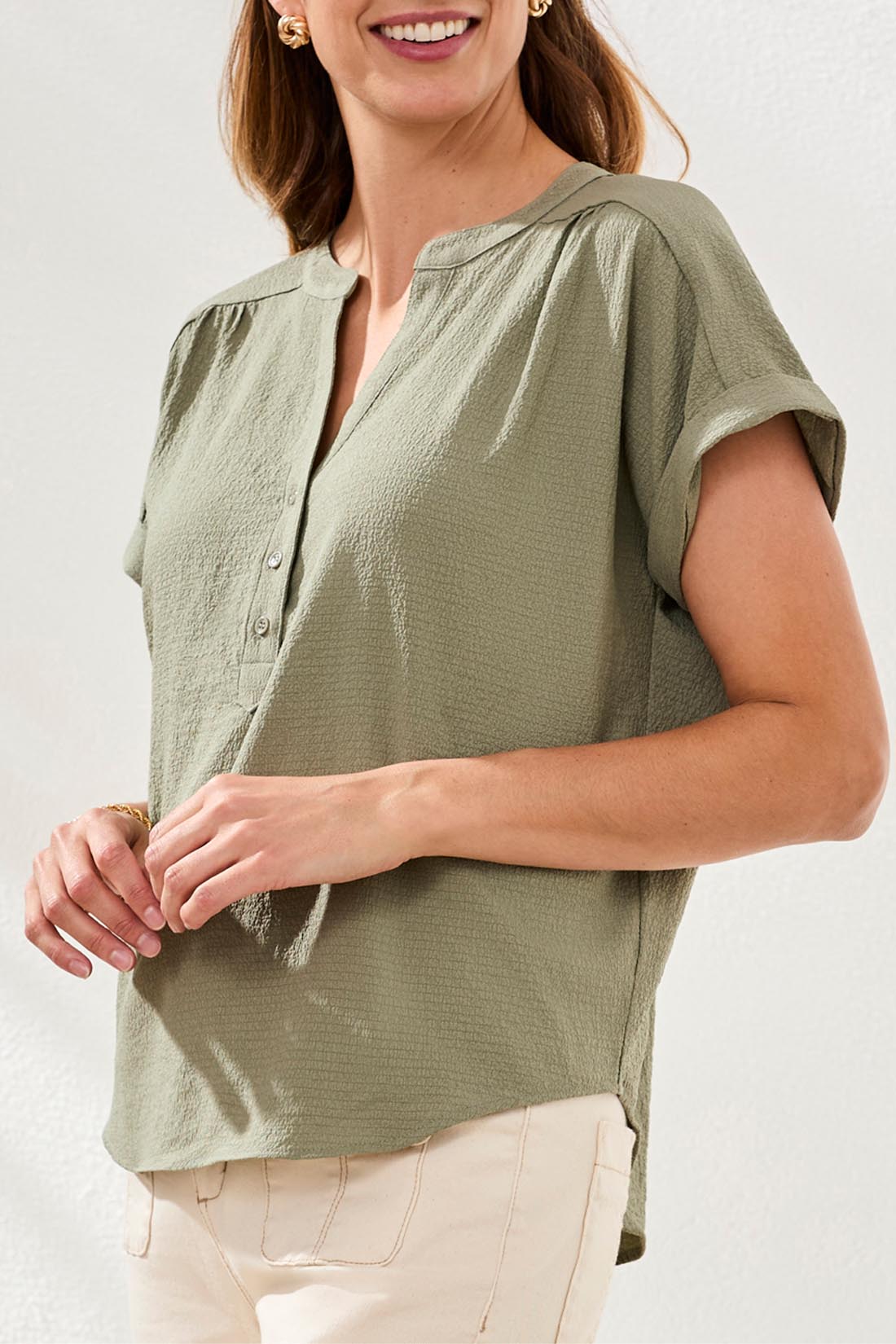 Extended Sleeve Popover Blouse
