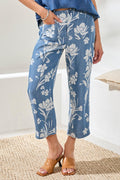 Flowy Floral Print Wide Crop Pant
